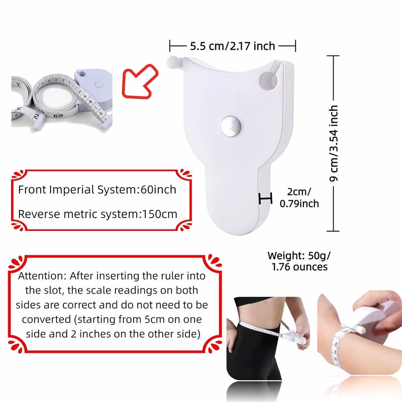 BUBBLE-FLY 60"/150cm Dual Scale Auto-Lock Tape Measure for Body - Retractable Y-Type, Waist Hip Arms Measuring, Fitness & Sewing, Portable Handheld Tape Measure - Image 5
